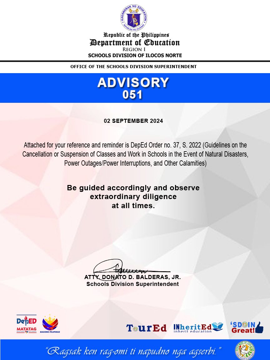 2024 Advisory 040 Reiteration of DepEd Order 37
