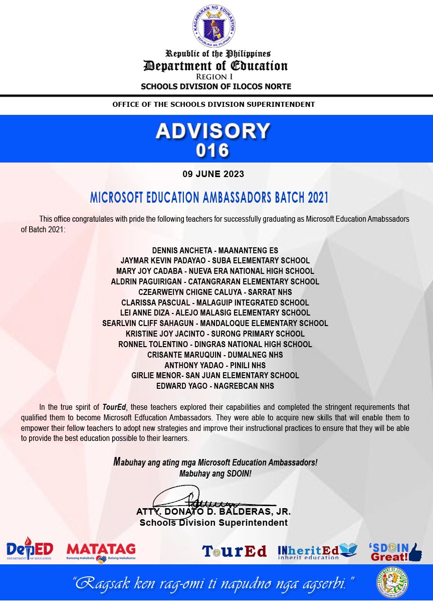 2023 Advisory 015 Microsoft Ambassadors